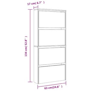 vidaXL Skoskåp med spegel 4 skåp högglans vit 63x17x134 cm - Bild 10