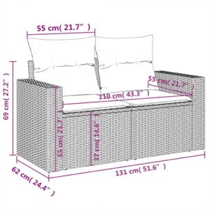 vidaXL Loungegrupp 10 delar med svarta dynor konstrotting - Bild 10