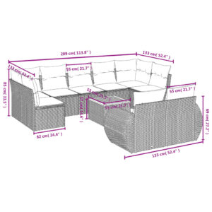 vidaXL Loungegrupp 10 delar med svarta dynor konstrotting - Bild 3