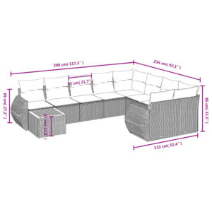 vidaXL Loungegrupp 10 delar med svarta dynor konstrotting - Bild 3