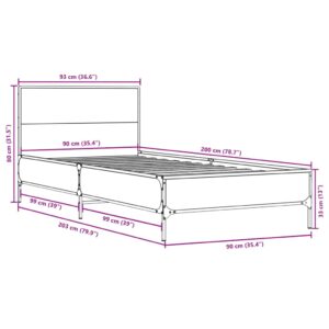 vidaXL Sängram svart 90x200 cm konstruerat trä och metall - Bild 9