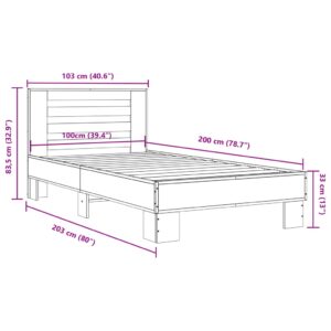 vidaXL Sängram brun ek 100x200 cm konstruerat trä och metall - Bild 9