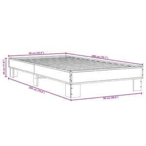 vidaXL Sängram sonoma-ek 90x200 cm konstruerat trä och metall - Bild 9