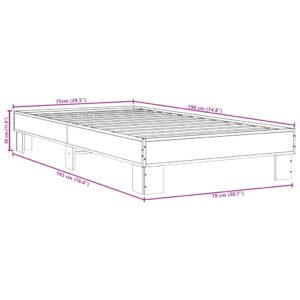 vidaXL Sängram sonoma-ek 75x190 cm konstruerat trä och metall - Bild 9