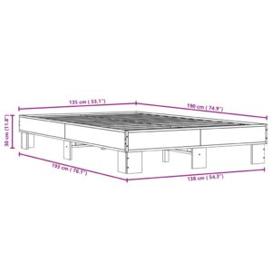 vidaXL Sängram svart 135x190 cm konstruerat trä och metall - Bild 9