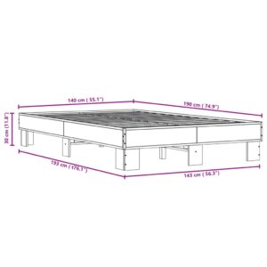 vidaXL Sängram rökfärgad ek 140x190 cm konstruerat trä och metall - Bild 9