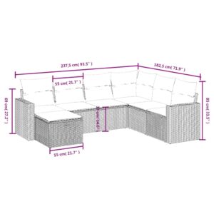 vidaXL Trädgårdssoffset med dynor 7 delar brun konstrotting - Bild 3