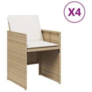 vidaXL Trädgårdsstolar med dynor 4 st beige konstrotting - Bild 2