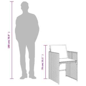 vidaXL Trädgårdsstolar med dynor 4 st brun konstrotting - Bild 11