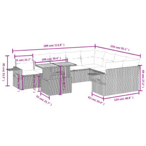 vidaXL Loungegrupp 10 delar med svarta dynor konstrotting - Bild 3