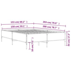 vidaXL Sängram brun ek 150x200 cm konstruerad trä och metall - Bild 9