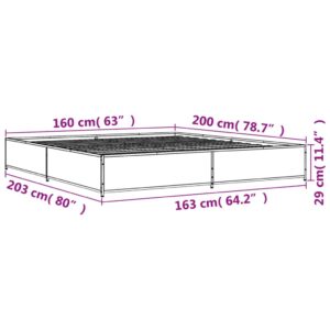 vidaXL Sängram sonoma-ek 160x200 cm konstruerat trä och metall - Bild 9