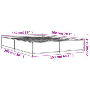 vidaXL Sängram sonoma-ek 150x200 cm konstruerad trä och metall - Bild 9