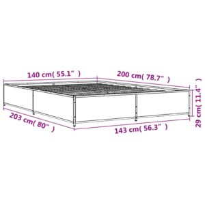 vidaXL Sängram rökfärgad ek 140x200 cm konstruerad trä och metall - Bild 9