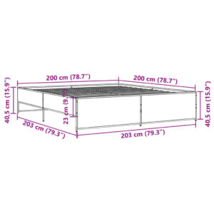 vidaXL Sängram svart 200x200 cm konstruerat trä och metall - Bild 9