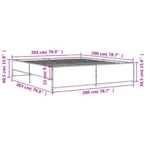 vidaXL Sängram brun ek 200x200 cm konstruerat trä och metall - Bild 9