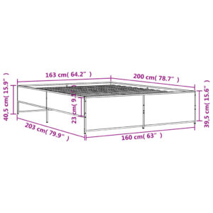 vidaXL Sängram sonoma-ek 160x200 cm konstruerat trä och metall - Bild 9