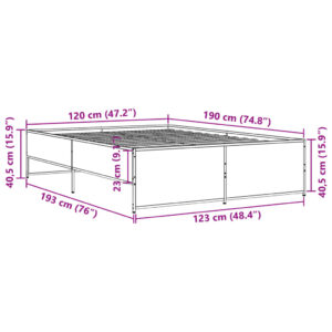 vidaXL Sängram sonoma-ek 120x190 cm konstruerat trä och metall - Bild 9