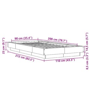 vidaXL Sängram sonoma-ek 90x200 cm konstruerad trä - Bild 10