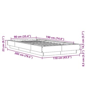 vidaXL Sängram brun ek 90x190 cm konstruerad trä - Bild 10