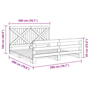 vidaXL Sängram med huvudgavel 200x200 cm massiv furu - Bild 11