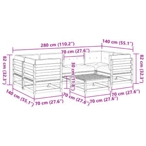 vidaXL Soffgrupp för trädgården med dynor 7 delar massiv furu - Bild 12