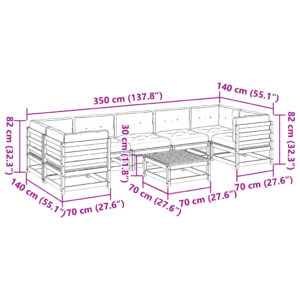vidaXL Soffgrupp för trädgården med dynor 8 delar impregnerad furu - Bild 12