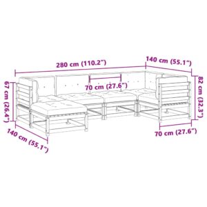 vidaXL Soffgrupp med dynor 6 delar impregnerad furu - Bild 12