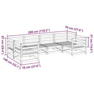 vidaXL Soffgrupp för trädgården 6 delar massiv furu - Bild 9
