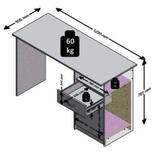 FMD Skrivbord med 1 låda 123x50x76,5 cm vit och svart - Bild 6