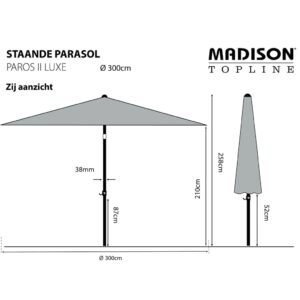 Madison Parasoll Paros II Luxe 300 cm safirblå - Bild 6