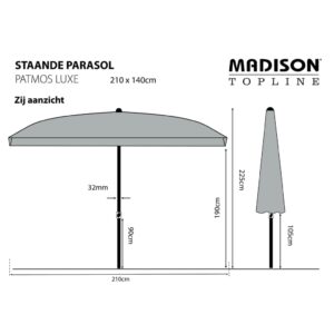 Madison Parasoll Patmos Luxe rektangulärt 210x140 cm taupe - Bild 6