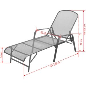 vidaXL Solsängar 2 st med bord stål antracit - Bild 12