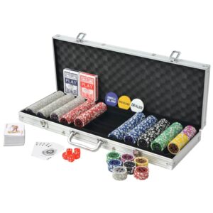 vidaXL Pokerset med 500 laser-marker aluminium - Bild 2