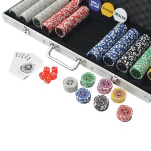 vidaXL Pokerset med 500 laser-marker aluminium - Bild 3