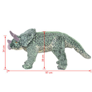 vidaXL Stående leksaksdinosaurie triceratops plysch grön XXL - Bild 5