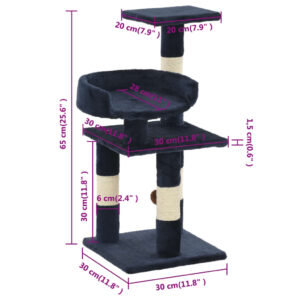 vidaXL Katträd med klöspelare i sisal 65 cm blå - Bild 6