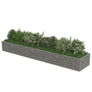 vidaXL Planteringsgabion upphöjd galvaniserat stål 450x90x50 cm - Bild 3