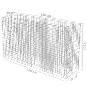 vidaXL Planteringsgabion upphöjd galvaniserat stål 180x50x100 cm - Bild 7