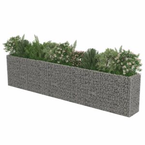 vidaXL Planteringsgabion upphöjd galvaniserat stål 450x50x100 cm - Bild 3