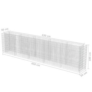 vidaXL Planteringsgabion upphöjd galvaniserat stål 450x50x100 cm - Bild 8