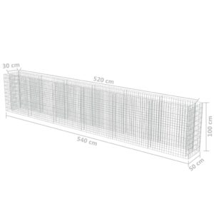 vidaXL Planteringsgabion upphöjd galvaniserat stål 540x50x100 cm - Bild 8