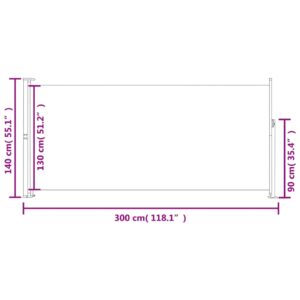 vidaXL Infällbar sidomarkis 140 x 300 cm gräddvit - Bild 7