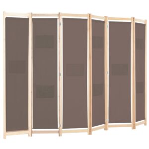 vidaXL Rumsavdelare 6 paneler 240x170x4 cm brun tyg - Bild 3