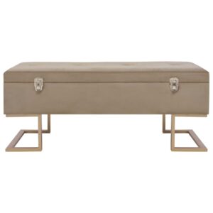 vidaXL Bänk med förvaringsutrymme 105 cm beige sammet - Bild 3