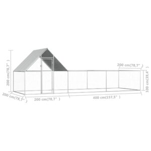 vidaXL Hönsbur 6x2x2 m galvaniserat stål - Bild 6