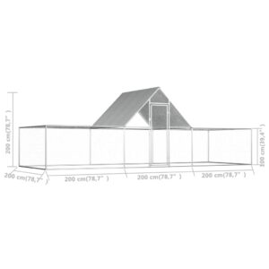 vidaXL Hönsbur 6x2x2 m galvaniserat stål - Bild 6