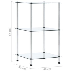 vidaXL Hylla 3 hyllplan transparent 40x40x67 cm härdat glas - Bild 5