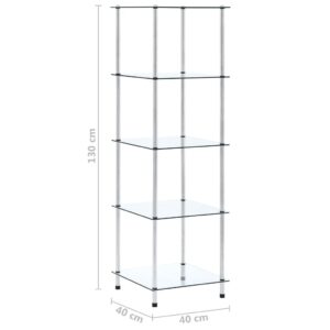 vidaXL Hylla 5 hyllplan transparent 40x40x130 cm härdat glas - Bild 5