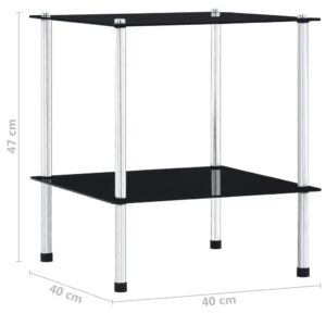 vidaXL Hylla 2 hyllplan svart 40x40x47 cm härdat glas - Bild 5